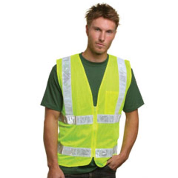 Unisex USA Made M2261L/SZ Class 2, Level 2 ANSI High Vis Mesh Safety Vest Thumbnail
